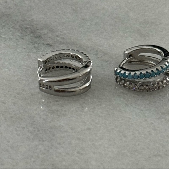 Sterling Silver Turquoise Crystal Double Hoop Earrings
Brand New - Picture 3 of 4